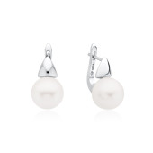 Cercei argint cu perle naturale albe si tortita DiAmanti SK22233EL_W-G